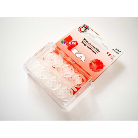 Plastic Snap Fasteners 13mm transparent - 15pcs/card