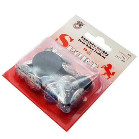 Snímatelné knoflíky SPORT 17mm - niklované - 10ks/karta