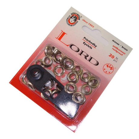 Brass Eyelets with washers 5 - nickel plated - 20pcs/card
