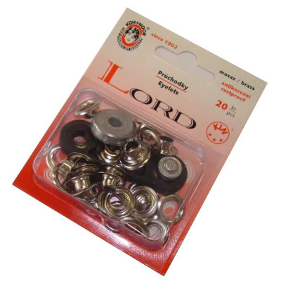 Brass Eyelets with washers 7 - nickel plated - 20pcs/card