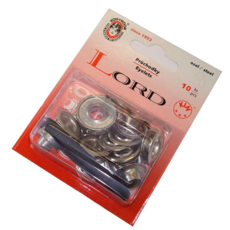 Steel Eyelets with washers 8 - nickel plated - 10pcs/card