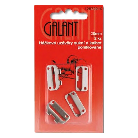 Háčkové uzávěry sukní a kalhot poniklované 20 mm- 2ks/karta