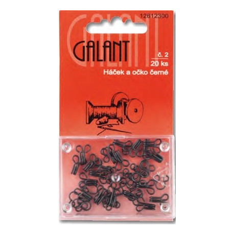 Hooks and Eyes - size 2 - black - 20pcs/card