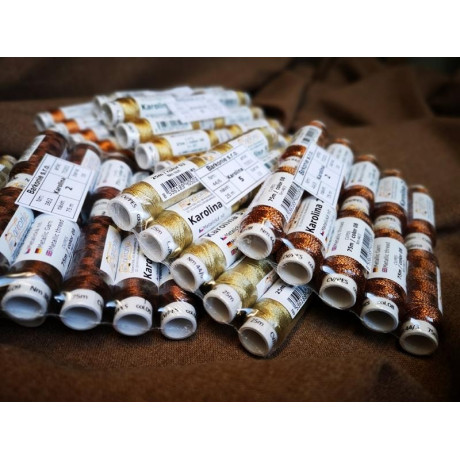 Nitě efektové KAROLINA 1 - zlatá - 100m/cívka - 10cívek/sáček