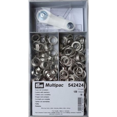 Mosazné průchodky s podložkou 11mm - Nikl (Prym) - 120ks/krabička