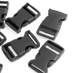 Side Release Buckles with Strap Adjuster 15mm - c. black - 1pcs