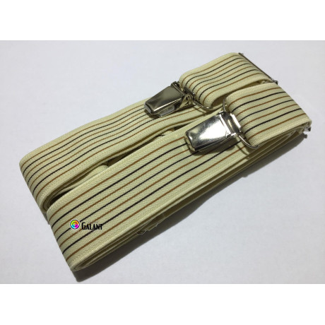 Men's Braces Suspenders width 3cm length 125cm, X-Shape - c.beige - 1pcs