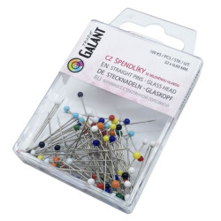 Straight Pins with Glass Head 32x0,60mm Nickel plated - colour: Assorted - 100pcs/pl.box