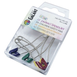 Curved Children Safety Pins Metal 56x1,20mm Assorted colours - 5pcs/pl.box