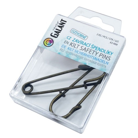 Kilt (Antique) Safety Pins Kilt 63mm Oldbrass - 2pcs/pl.box