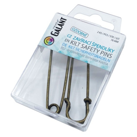 Kilt (Antique) Safety Pins Kilt 76mm Oldbrass - 2pcs/pl.box