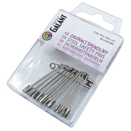 Mild Steel Safety Pins 2 (38x0,90mm) Nickel plated - 12pcs/pl.box (11/12 - 1bunch/pl.box)