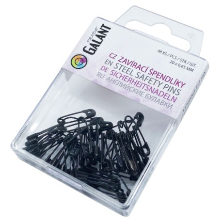 Mild Steel Safety Pins 000 (20x0,65mm) Black - 48pcs/pl.box (11/12 - 4bunches/pl.box)