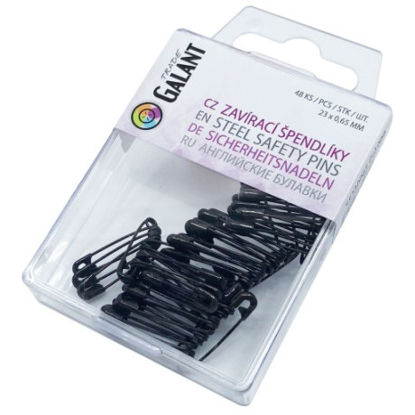 Mild Steel Safety Pins 00 (23x0,65mm) Black - 48pcs/pl.box (11/12 - 4bunches/pl.box)
