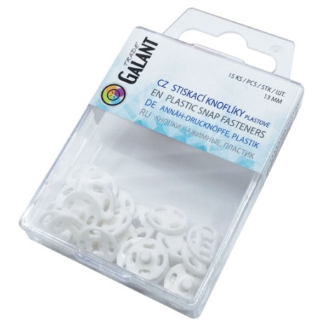 Plastic Snap Fasteners 5 white - 15pcs/pl.box