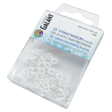 Plastic Snap Fasteners 7mm white - 20pcs/pl.box