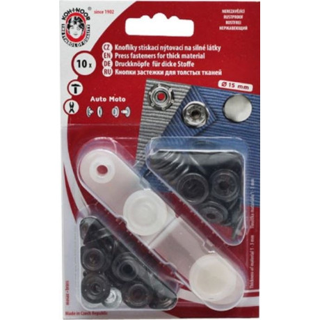 Press Buttons Auto Moto 6 (15mm) - black nickel - 10pcs/card