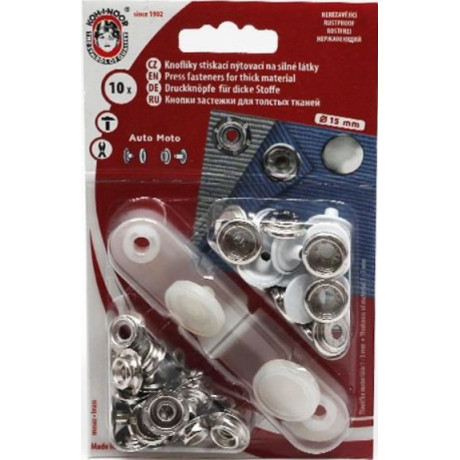 Press Buttons Auto Moto 6 (15mm) - white - 10pcs/card