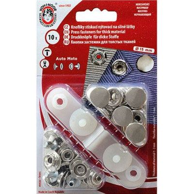 Press Buttons Auto Moto 6 (15mm)- nickelled - 10pcs/card