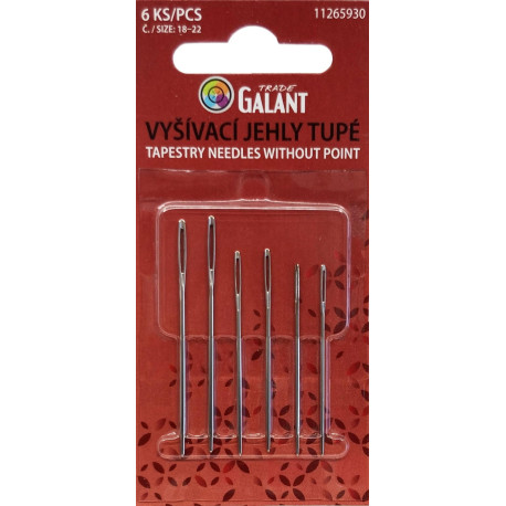 Tapestry needles without point No. 18–22 - 6pcs/card