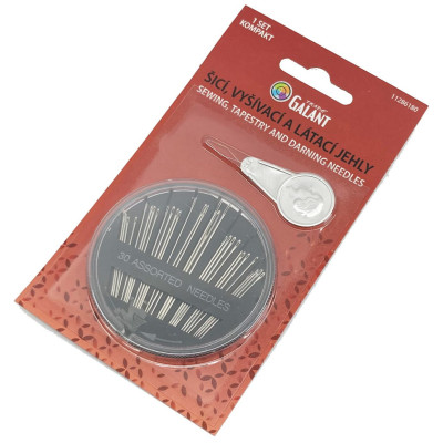 Sewing, tapestry and darning needles & Threader - 30pcs/card
