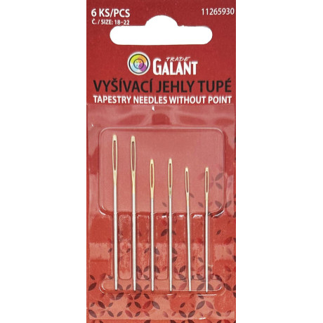 Tapestry needles without point gold head No. 18–22 - 6pcs/card