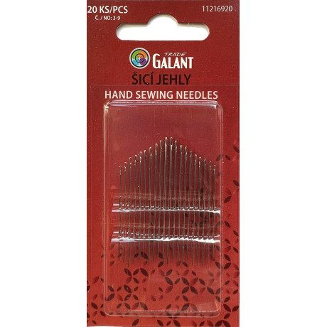 Hand Sewing needles, Sharps No. 3–7 - 20pcs/card