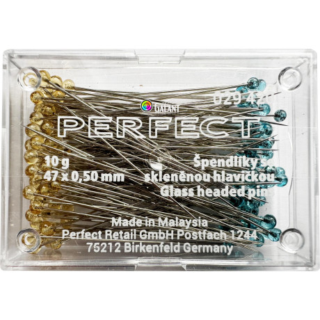 Glass Head Pins 47x0,50mm crystal - 10g/plastic box