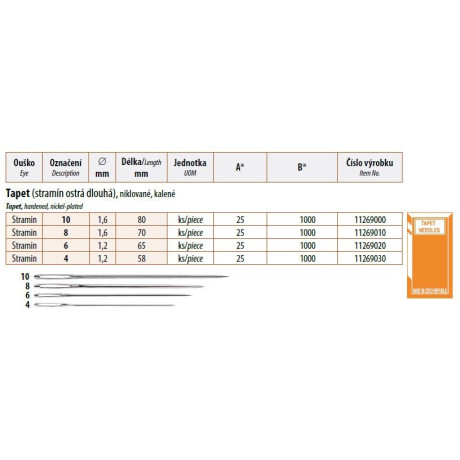 Embroidery needles Tapet 10 (1,6x80) - 25pcs/envelope, 40envelopes/box (1000pcs)