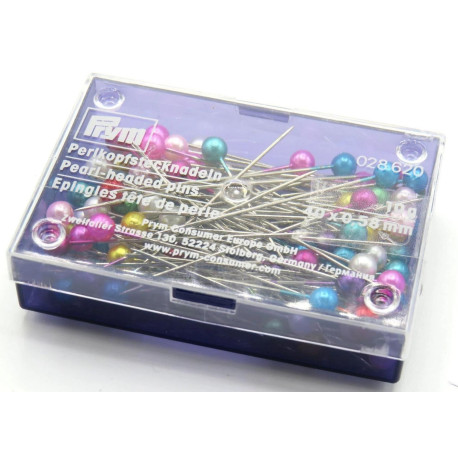 Straight Pins with Plastic Pearled Head 40x0,58mm Nickel plated - colour: Assorted (Prym) - 10g/pl.box