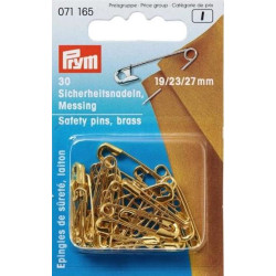 Brass Safety Pins 19-23-27mm (Prym) - 30pcs/card