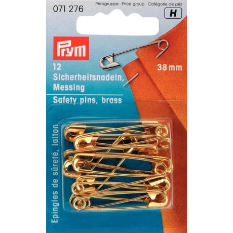 Brass Safety Pins 38mm (Prym) - 12pcs/card
