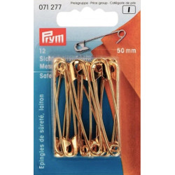 Brass Safety Pins 50mm (Prym) - 12pcs/card