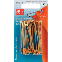 Brass Safety Pins 57mm (Prym) - 12pcs/card