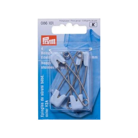 Children Safety Pins Plastic/Metal 55mm light blue (Prym) - 4pcs/card