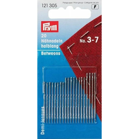 Hand Sewing needles Betweens No. 3-7 (Prym) - 20pcs/card