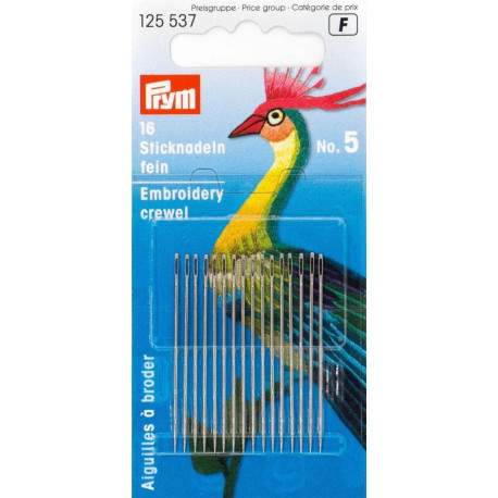 Crewel Needles No. 5 (Prym) - 16pcs/card