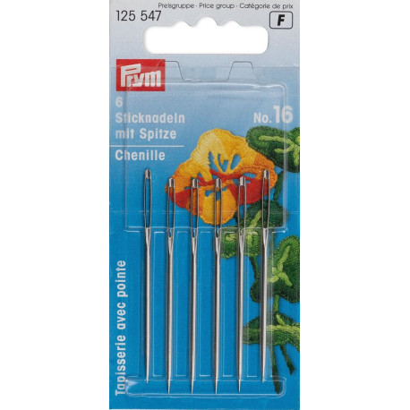 Chenille needles with point No. 16 (Prym) - 6pcs/card