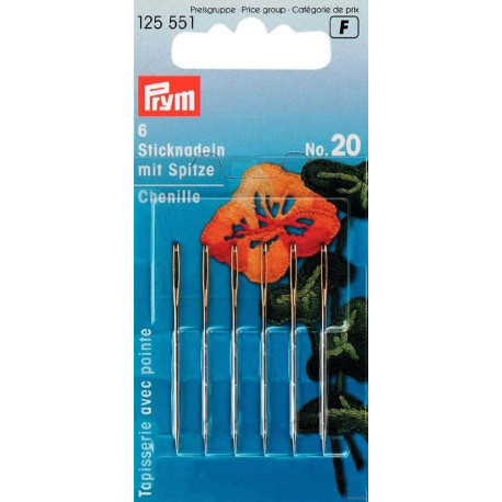 Chenille needles with point No. 20 (Prym) - 6pcs/card