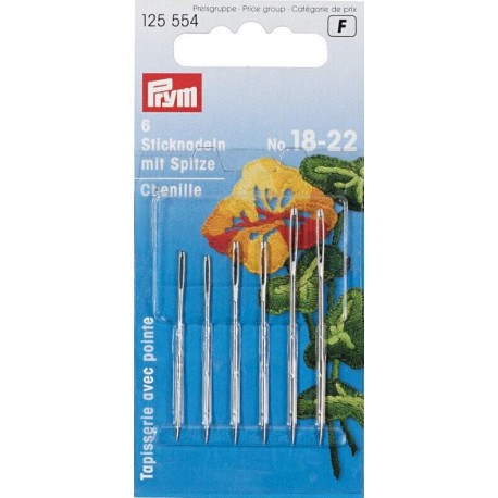 Chenille needles with point No. 18-22 (Prym) - 6pcs/card