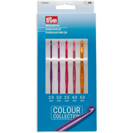 Aluminium Crochet hook (coloured) 14cm - assort (Prym) - 1set/card