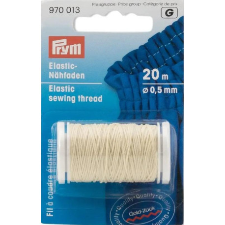 Elastic Sewing Thread - natural white - 20m/spool (Prym) - 1spool/card