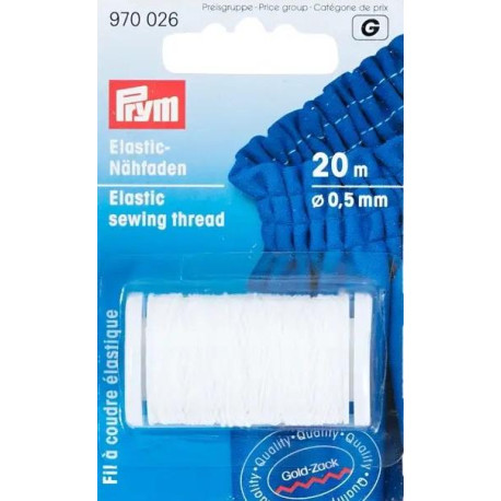 Elastic Sewing Thread - white - 20m/spool (Prym) - 1spool/card