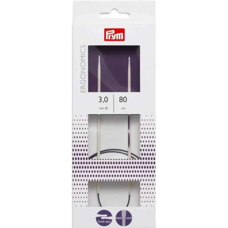 Pletací jehlice kruhové Ergo - 80cm - 3,00mm (Prym) - 1ks/karta