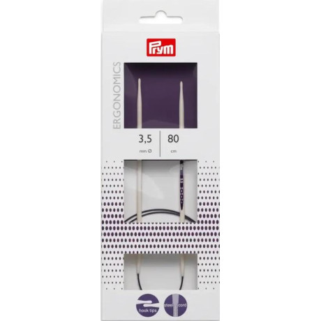 Pletací jehlice kruhové Ergo - 80cm - 3,50mm (Prym) - 1ks/karta