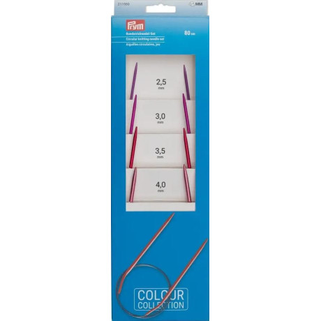 Aluminium Knitting needles - circular 80cm - asort (Prym) - 1set/card