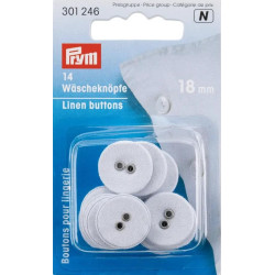 Linen Buttons 18 mm white (Prym) - 14pcs/card