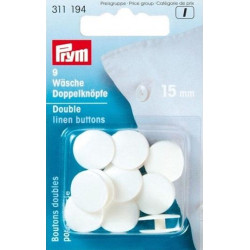 Double Linen Buttons 15 mm white (Prym) - 9pcs/card