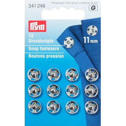 Brass Snap Fasteners - 11 mm silver (Prym) - 12 pcs/card