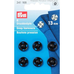 Brass Snap Fasteners - 13 mm black (Prym) - 12 pcs/card